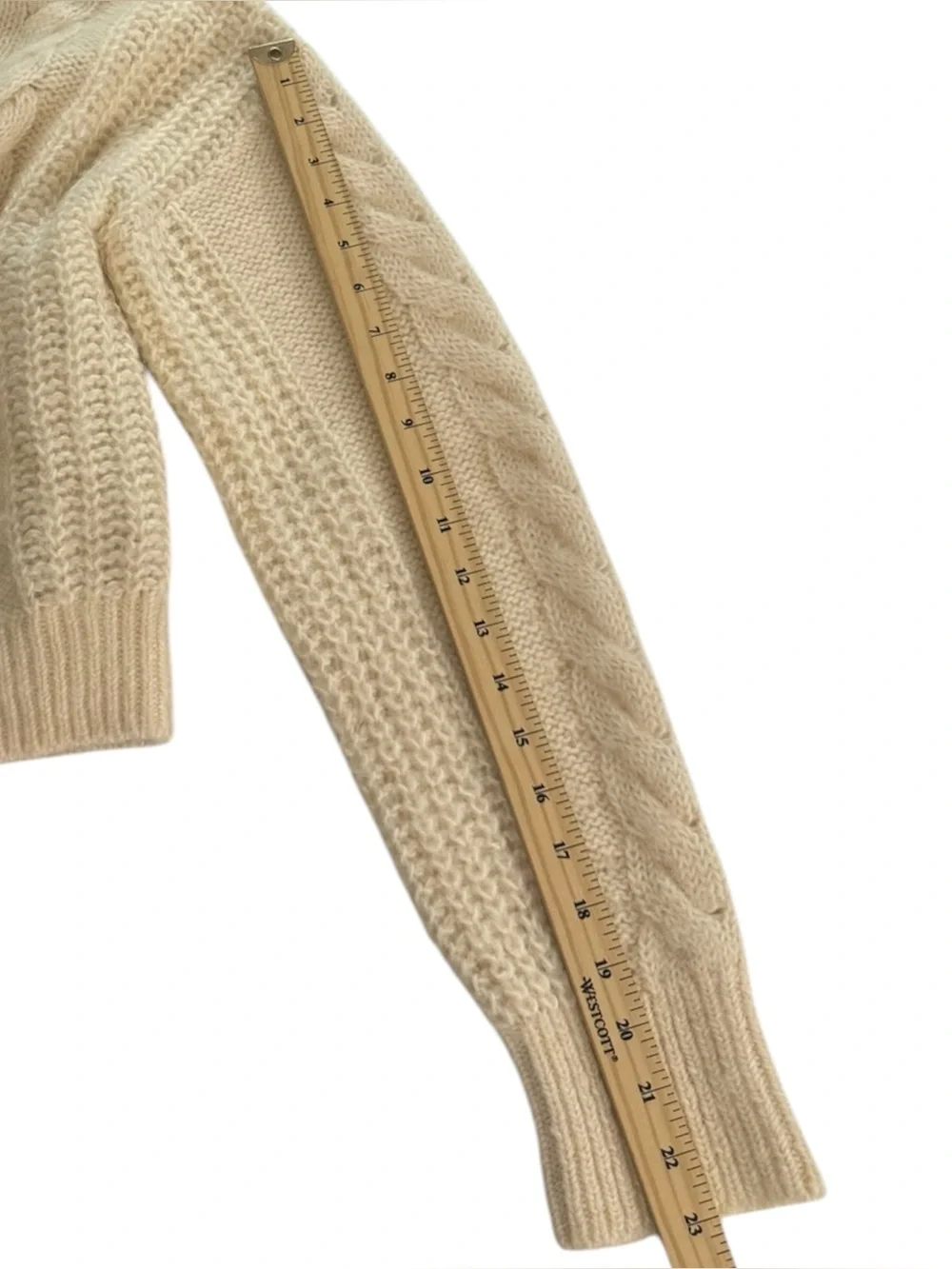 & Other Stories Cropped Cable Knit Wool Alpaca Cardigan Cream M
